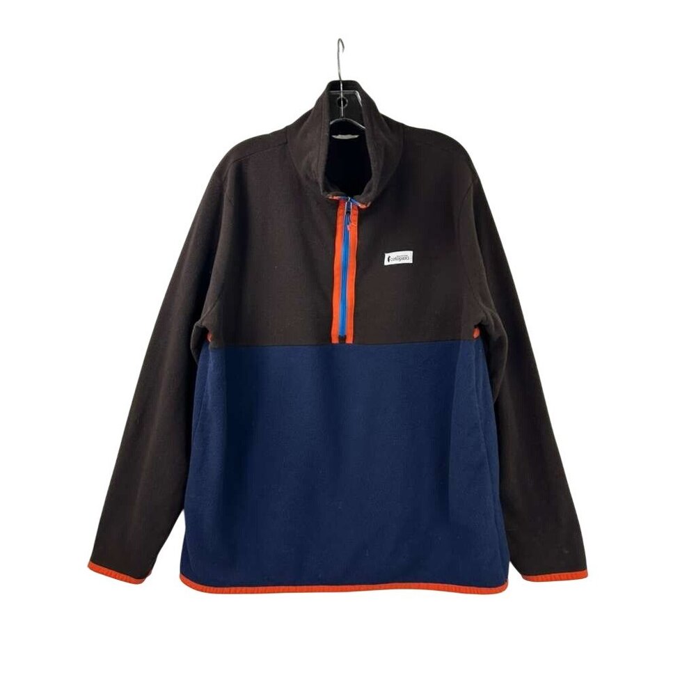 Cotopaxi Amado Men's XL 1/4 Zip Fleece Pullover Blue/Brown Orange Trim Jacket